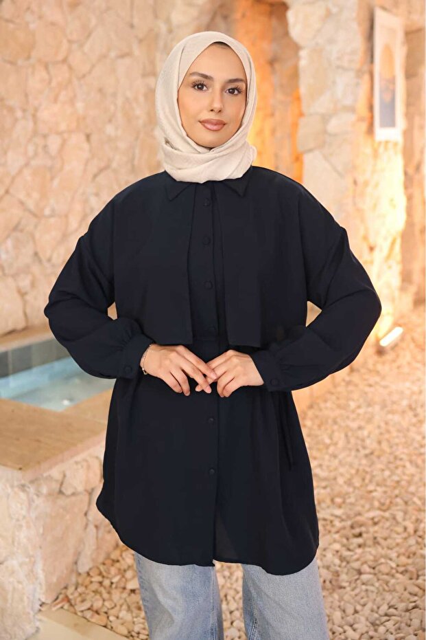 Navy Blue Linda Tunic with Front Detail