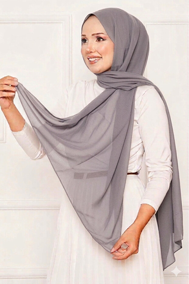 Elegant Soft Crepe Shawl Series Gray
