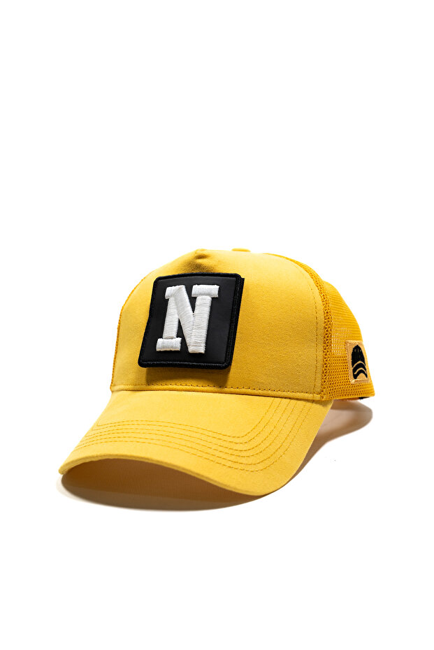 Yellow Mesh Hat with Letter Patch Detail | Sports Hat Suitable for Daily Use