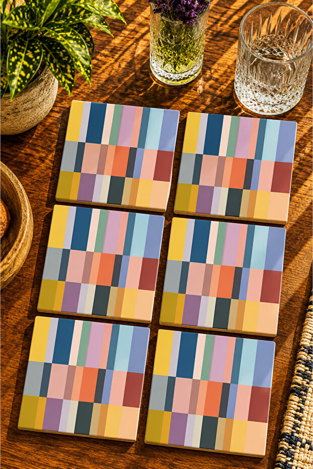 Modern Design Set of 6 Coasters - Uv Printing Mdf - 10X10 cm