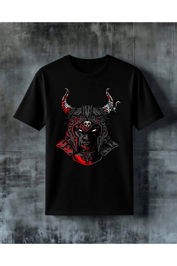 Samurai Devil Red Black Printed Oversize T-Shirt