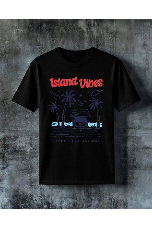 Island Vibes Happy Hour Printed Oversize T-Shirt