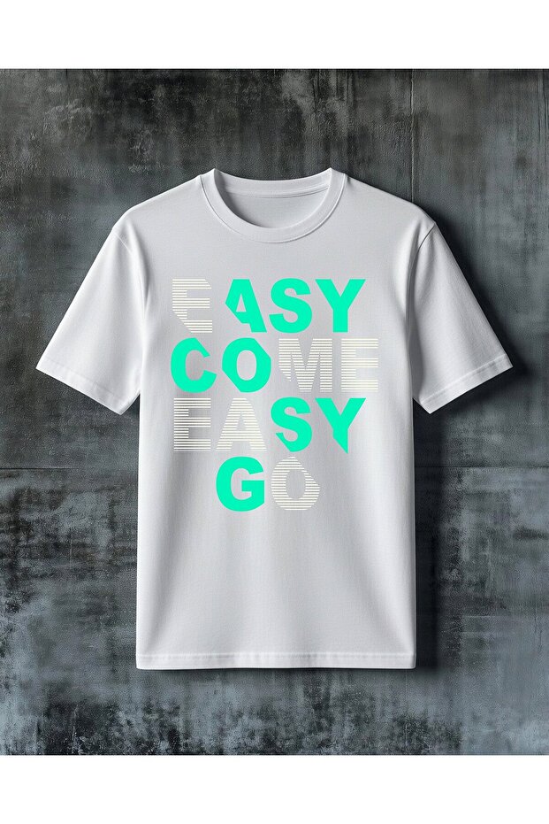 تي شيرت كبير الحجم مطبوع عليه easy coffee