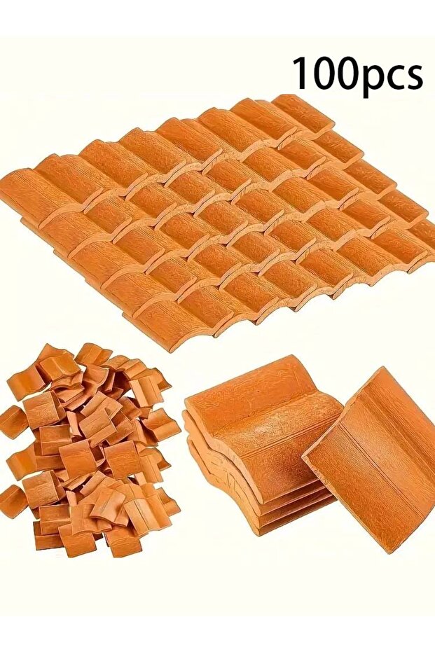 100pcs 50/100pcs Mini Red Roof Tile Model Building Clay Material,Micro Sculpture Landscape DIY Imita