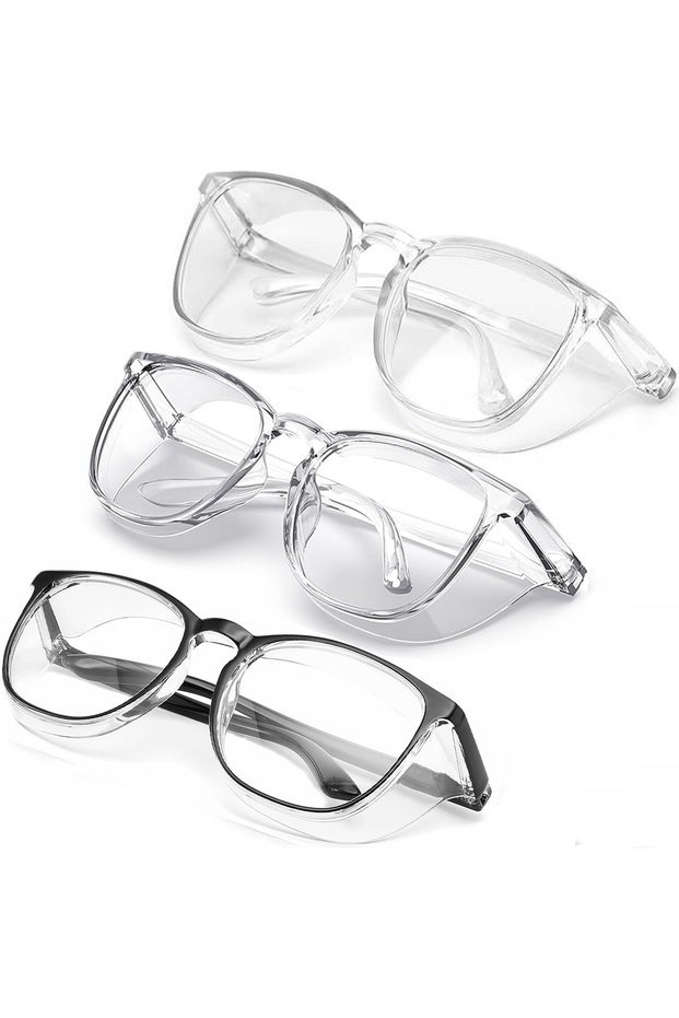 3PCS Safety Glasses, Double-sided Anti-fog Safety Glasses for Men and Women, Anti-pollen Blocking Bl