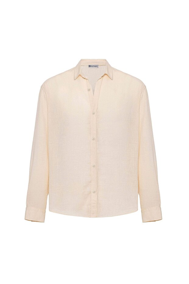 Basic oversize long sleeve linen look shirt
