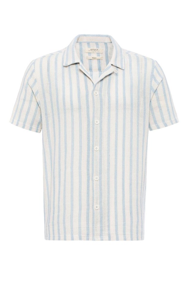 Apaş collar knitted short sleeve men's shirt