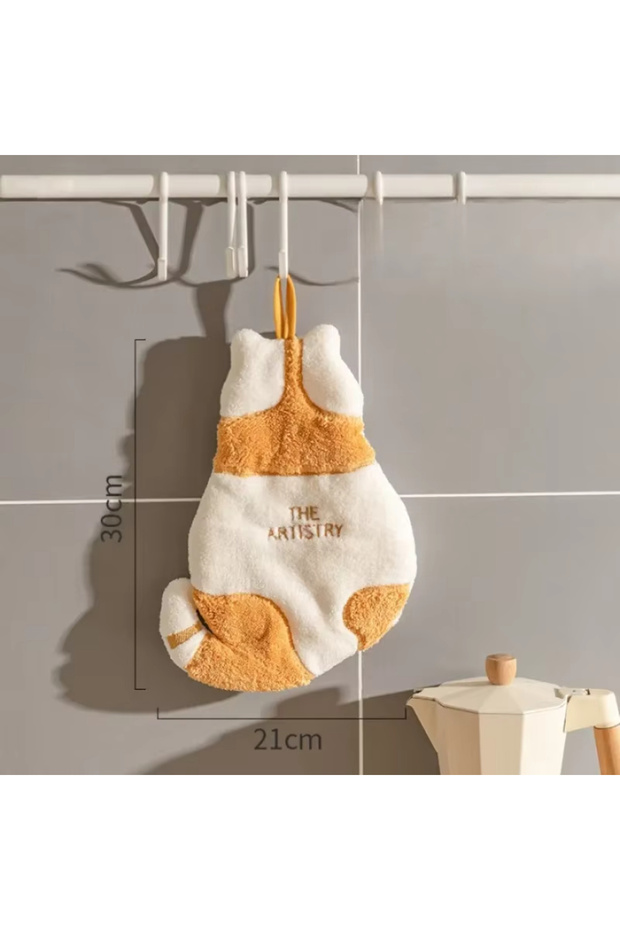 1pcs 1Pcs Cute Cat Hanging Towel Kitchen Hand Towel Bathroom Soft Absorbent Handkerchief Wipe Towel