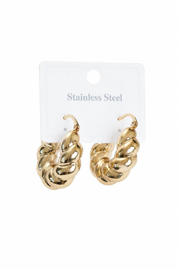 316L Steel Gold Color Curved Hoop Model Women's Earrings