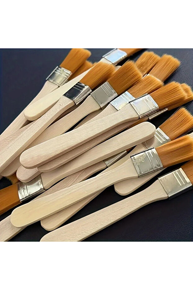 New 50pcs-nylon Brushes, Short Wooden Handle Art Paint Brushes, Watercolor Brushes, Wall Brushes,...