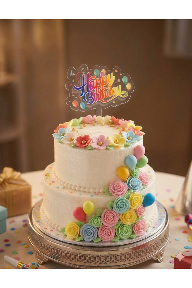 Happy Birthday Birthday Cake Top Plexiglass Lettering