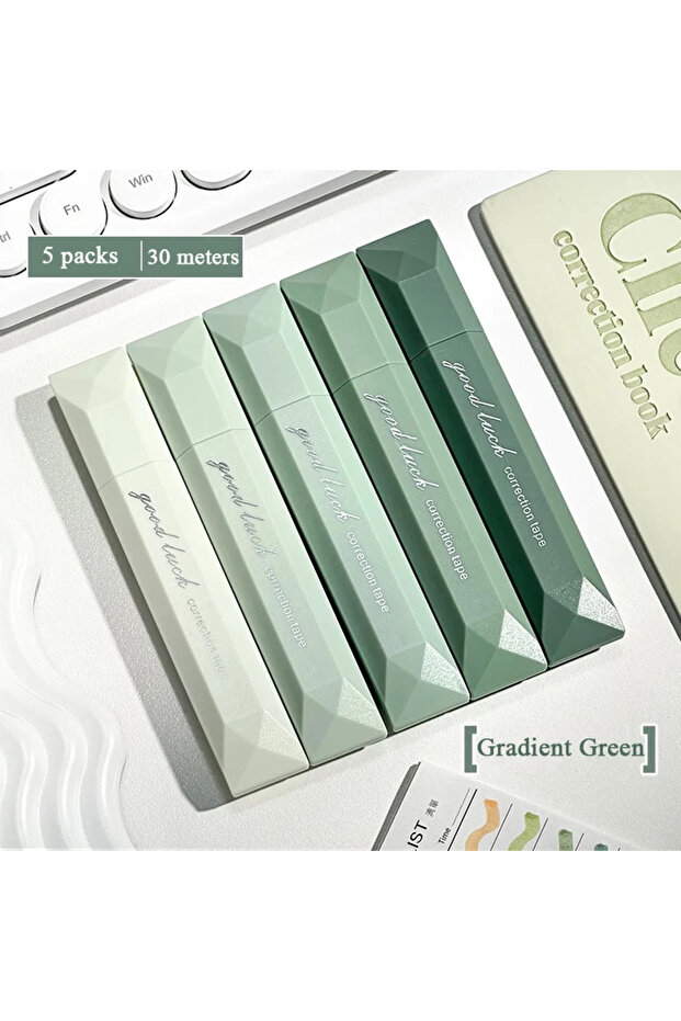 green 5pcs/set Pen Shaped Correction Tapes Double Sided Adhesive Tape Aesthetic Correction Tape for