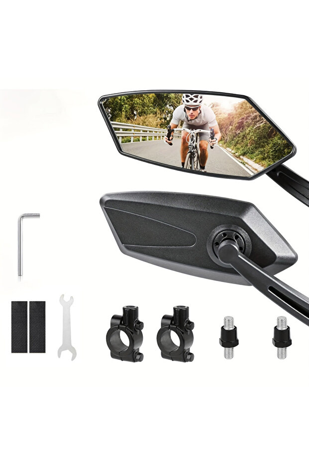 A Pair 360-Degree Rotating Bike Mirrors for Handlebars with Scratch-Resistant Glass Lens Universal S