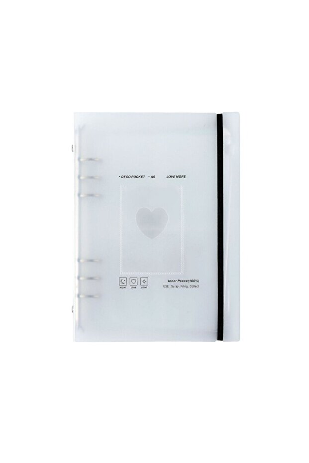 WHITE A5 Matte Heart Photo Scrapbook Binder Refillable 3'' Idol Collection Binder for Girls