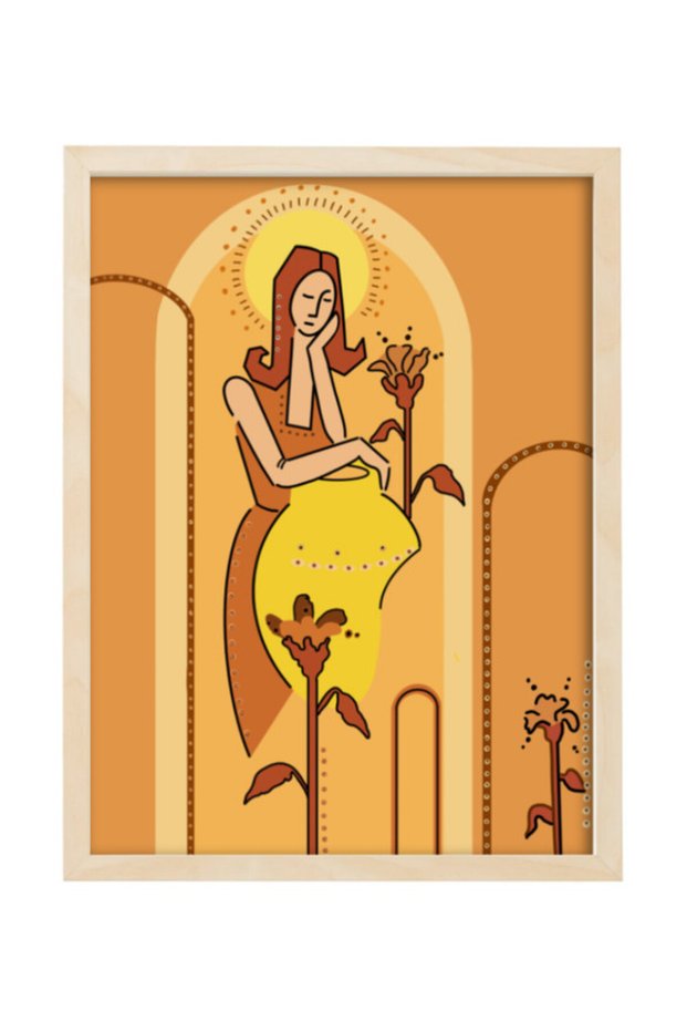 Plant Lover Girl Boho Style - Decorative Wall Art Aesthetic Poster with Frame 30x40cm