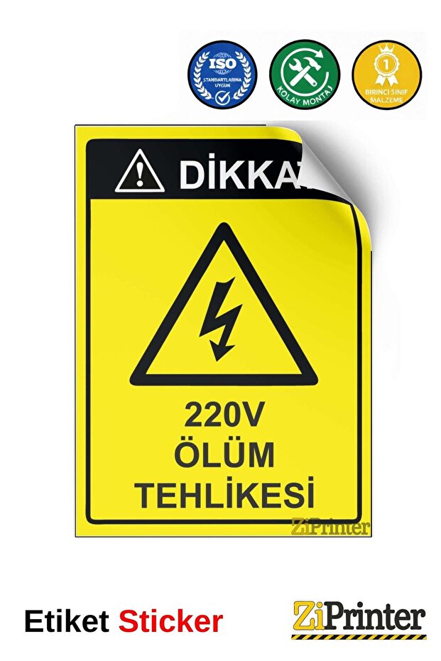 Attention! 220V Danger of Death Warning Sign Label 70X100 cm