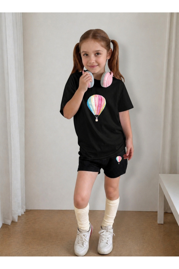 Girl's T-Shirt and Shorts Set, Printed Cotton, Summer Casual Fit Combination