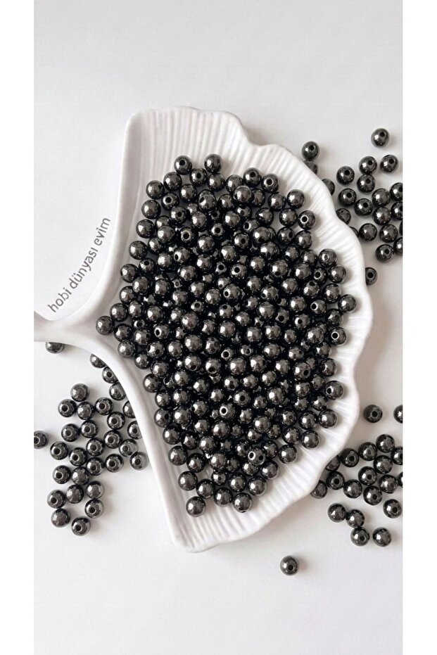 8 mm Metallic Black Pearl Luxury Perforated Jewelry Accessory Making Beads 50 Grams (190-195 Pieces)