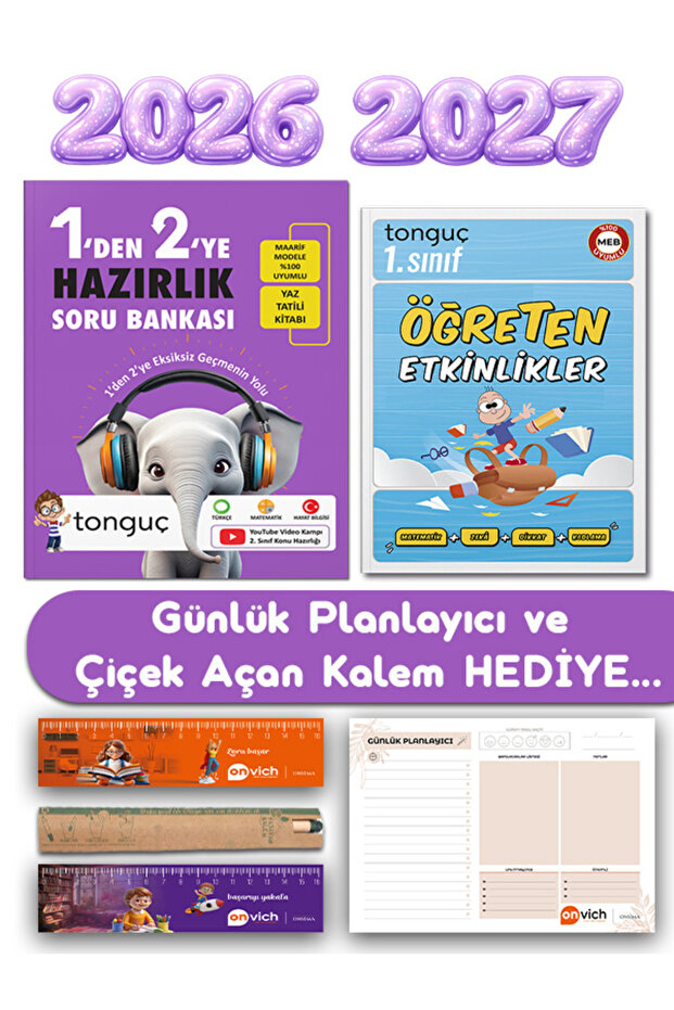 Tonguç Yayınları 2. Sınıf 1 den 2 ye Hazırlık Yaz Tatili Kitabı Soru Bankası Maarif Model