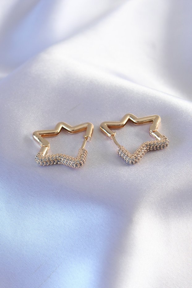 Gold Color Zircon Stone Star Model Women's Earrings 5886