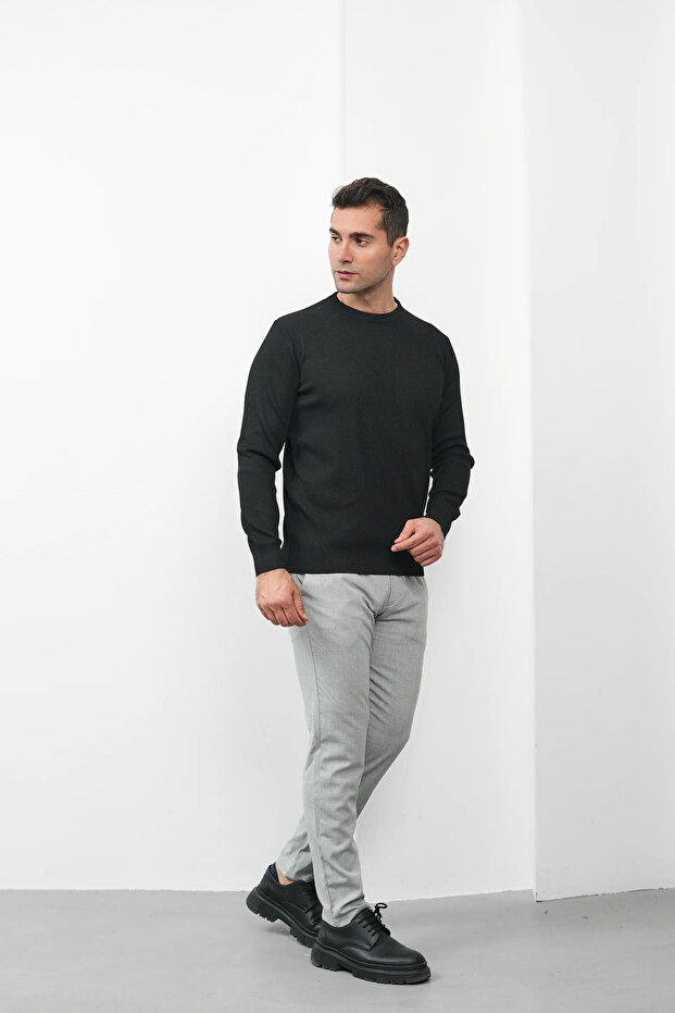 Wick Patterned Crew Neck Sweater - 4