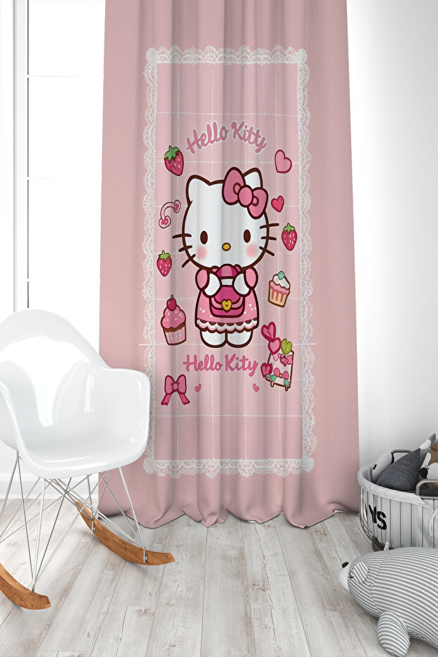 Lace Hello Kitty Patterned Single Wing Background Curtain