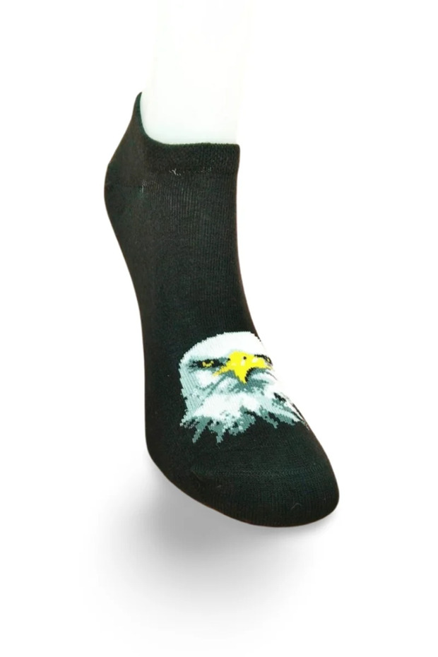 Black and White Eagle Patterned Sporty Unisex Short Ankle Socks Summer 1 Pair