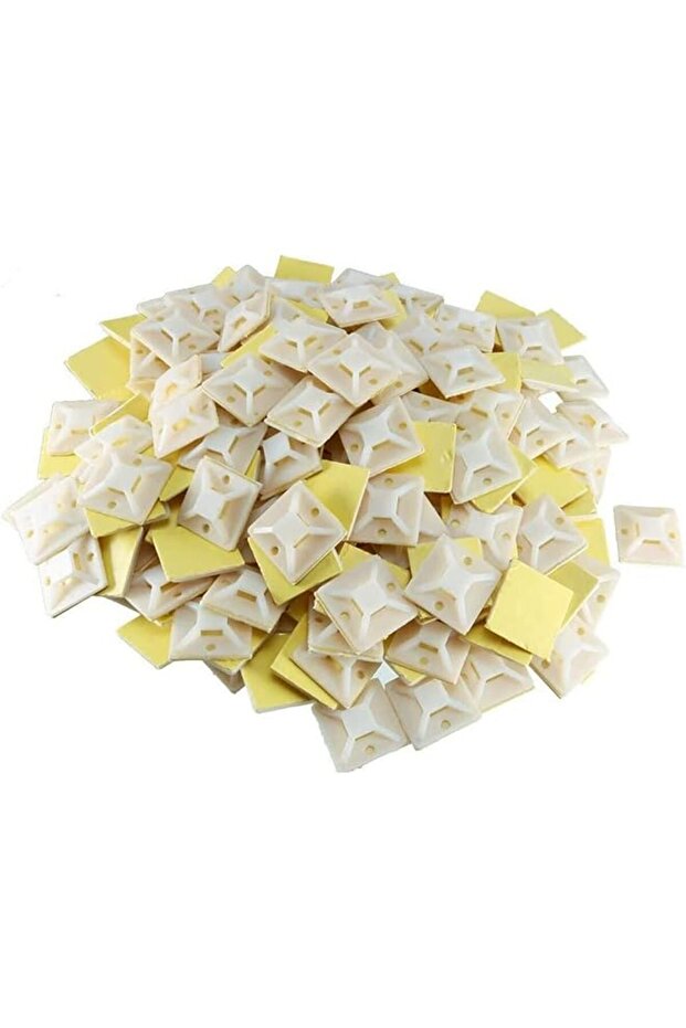 Premium Zip Tie Adhesive-Backed Mounts Professional Grade White Cable Tie Bases (100, 19x19 mm)