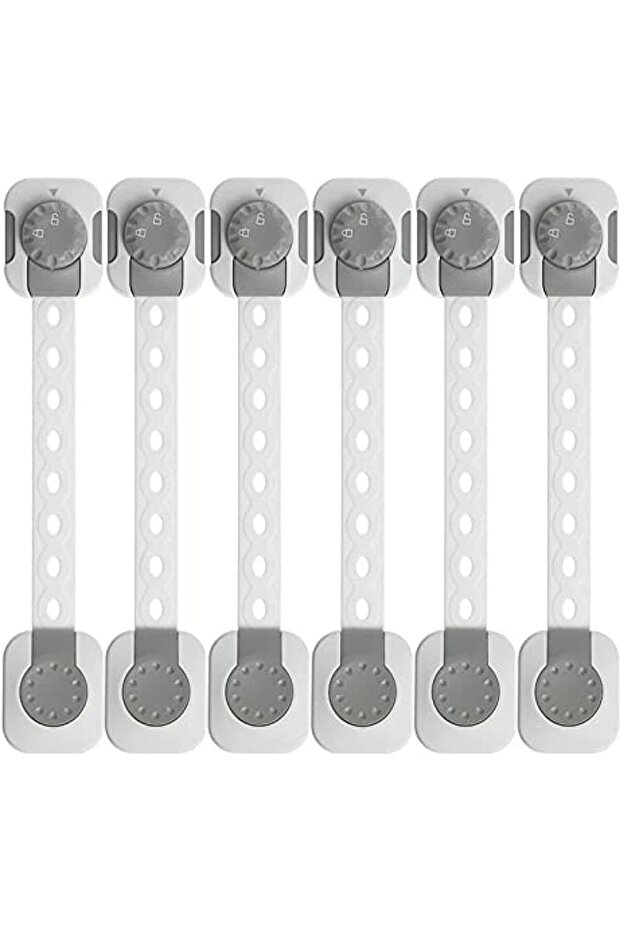Child Safety Lock, Double Lock, Cabinet Locks Baby Proofing, Adjustable, 6 Pcs with 3M Adhesive