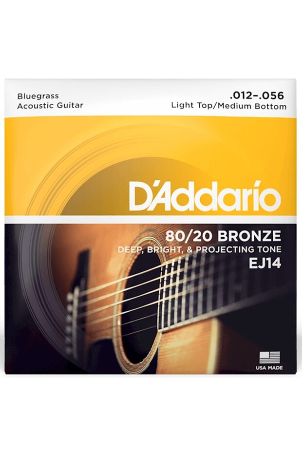 EJ14 80/20 Light Top Medium Bottom Acoustic Guitar Strings - 12-56