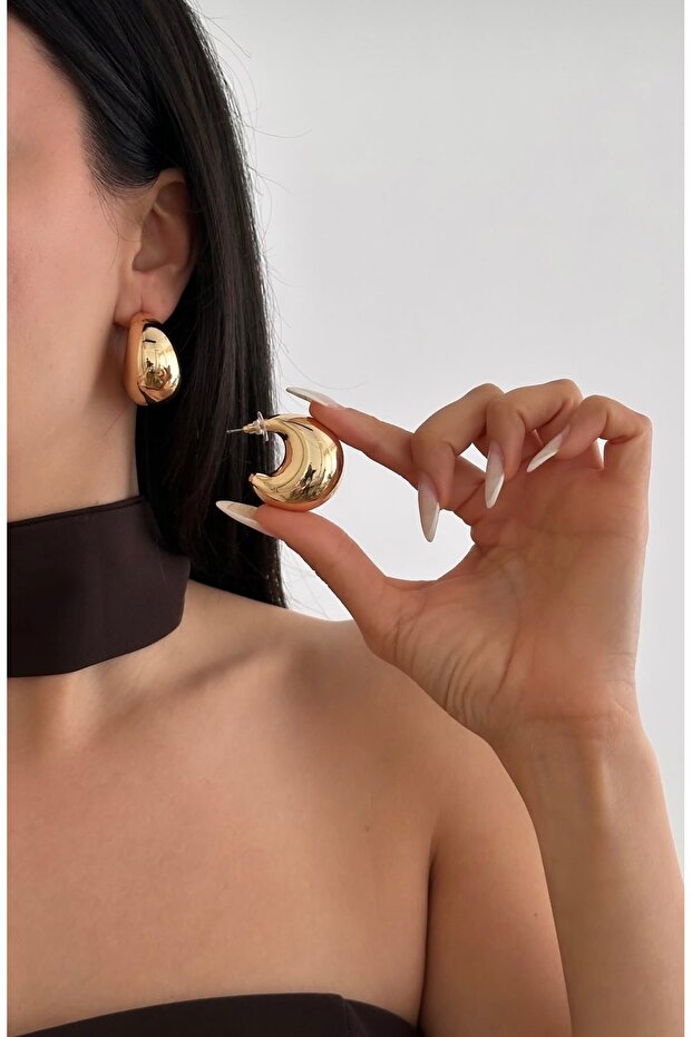Vintage Vip Gold Thick Bombeli Half Moon Earrings