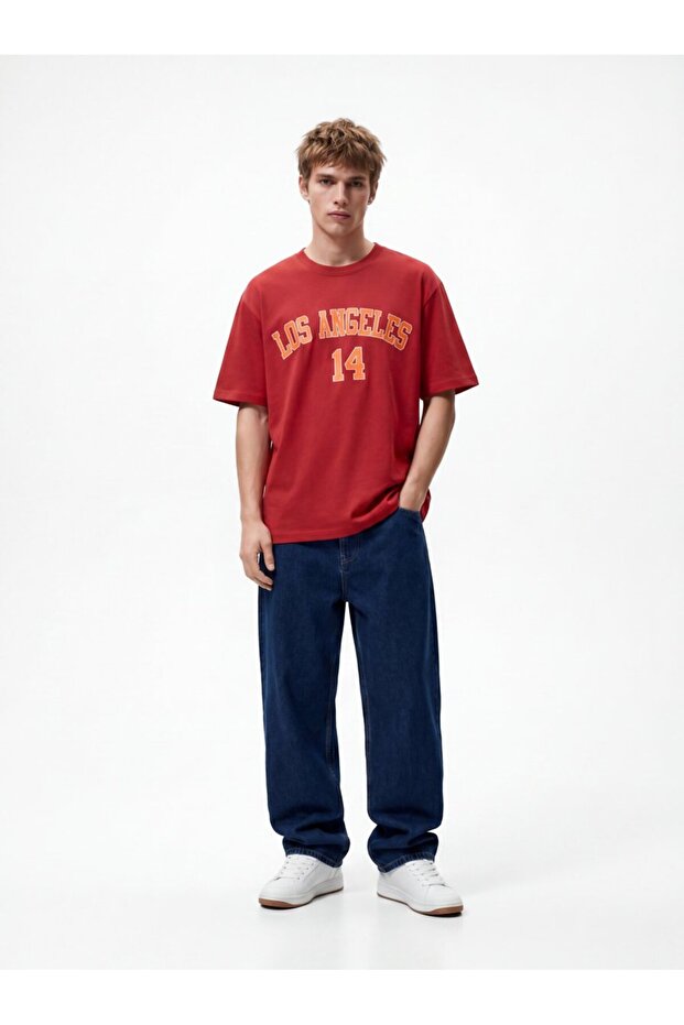 Los Angeles Printed Relaxed Red T-Shirt