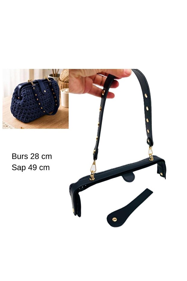 28 cm Luxury Model Bag Set Navy Blue Light Gold Metallic