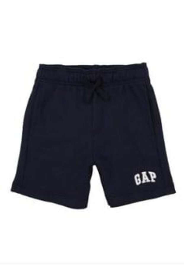 Gap Navy Blue Boys' Logo Printed French Terry Fabric Shorts 4-16 Years Dark Blue