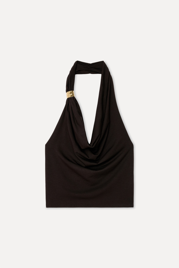 Women's Brown Modal U-Neck Sleeveless Blouse