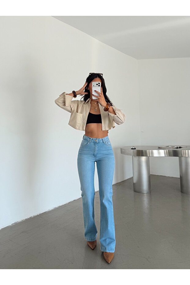 Lycra Flare Jean - Light Blue