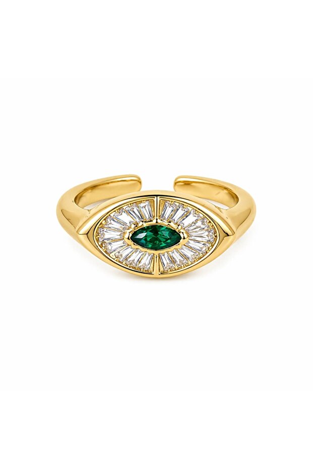 Eye Shape Green Stone Ring