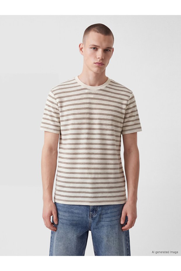Vizyon New Season Crew Neck Striped Men's Knitwear T-Shirt