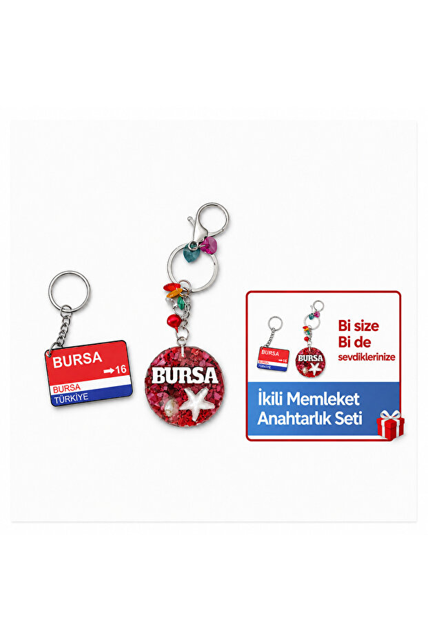 Bursa Memleket Themed Handmade Keychain Set of 2