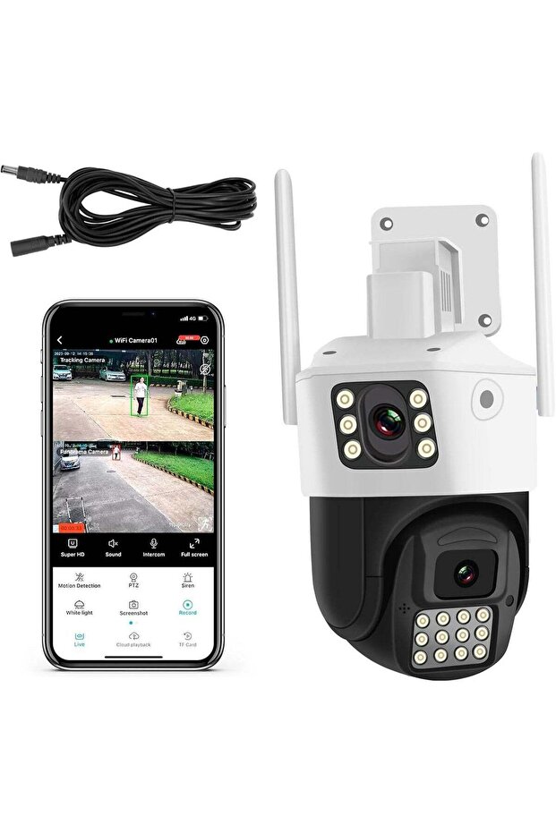 4MP 2K Outdoor PTZ WiFi Security Camera with Dual Lens & Color Night Vision