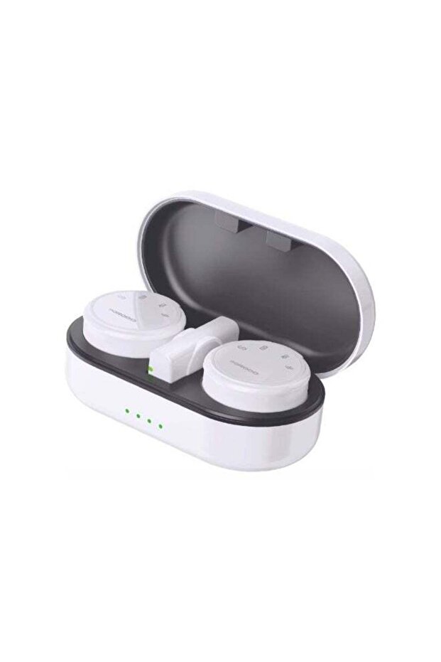 Lavalier Wireless Dual Mic with Charging Case, 22.5H Playtime, ≤20ms Latency, 2.4GHz, Plug & Play, Magnetic Clip, White