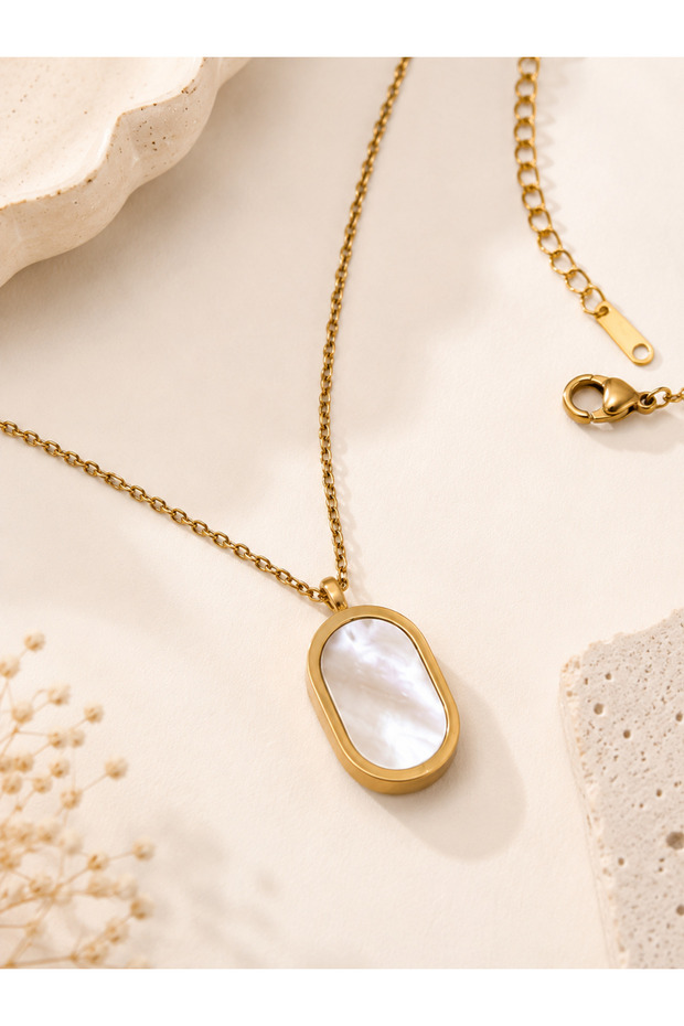 Oval Tip Gold Steel Necklace
