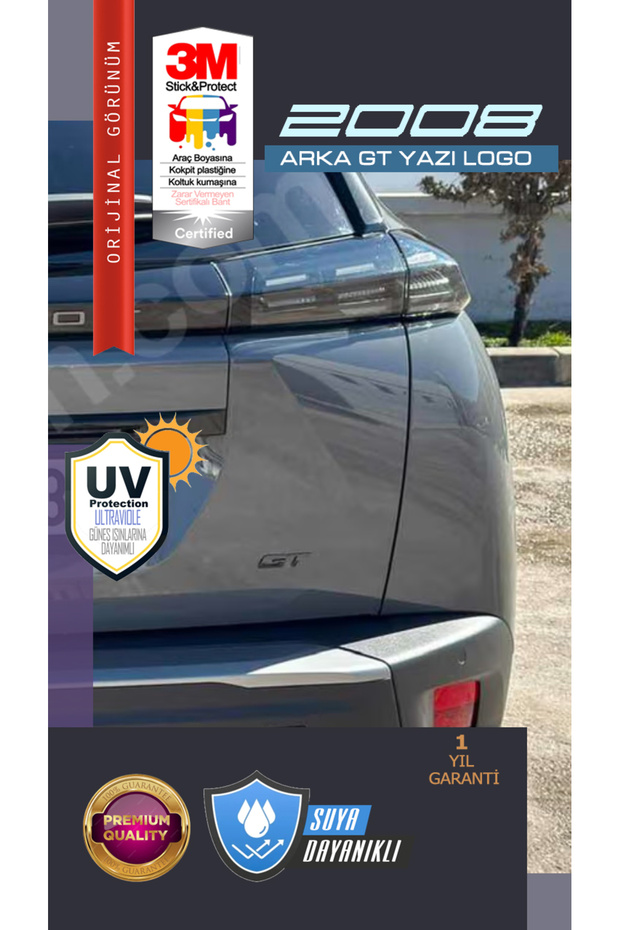Peugeot 2008 Rear Trunk Gt Text Logo (Triangle Form)