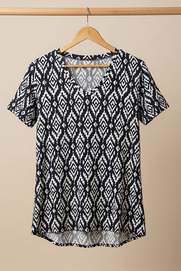 Μπλουζάκι V-Neck Basic Με μείγμα βισκόζης - 8
