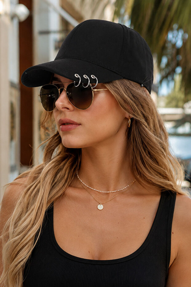 Adjustable Baseball Cap Hat with 3 Piercings