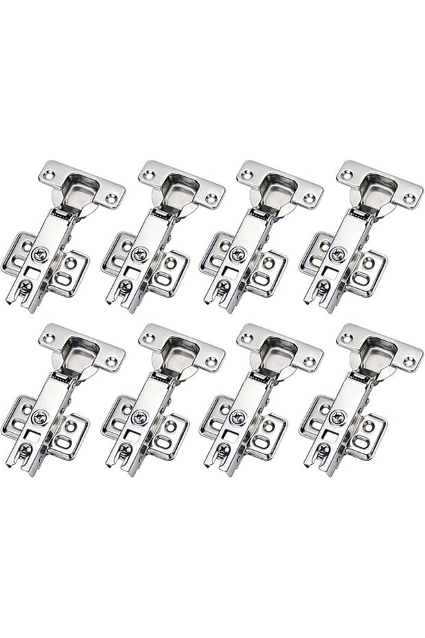 8 PCS Door Hinges for Cabinet, Kitchen, Bathroom, Hydraulic Full Overlay Cabinet Hinges, Soft Close, Removable and Adjustable with Screws, 304 Stainless Steel
