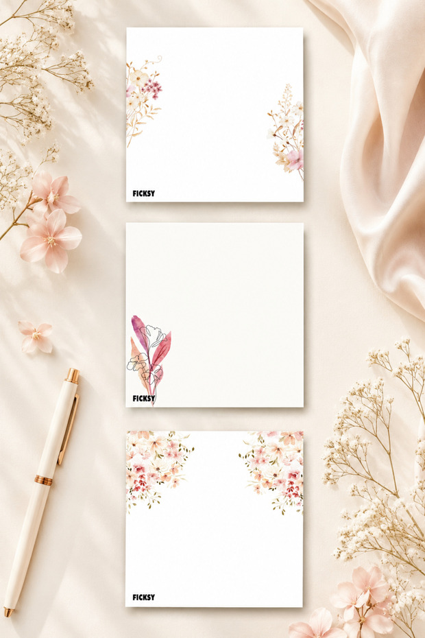 Flower Notepad - 9*9 cm Size - 50 Sheets - Notepad - Memo Pad - Unlined Note Paper - to Do List