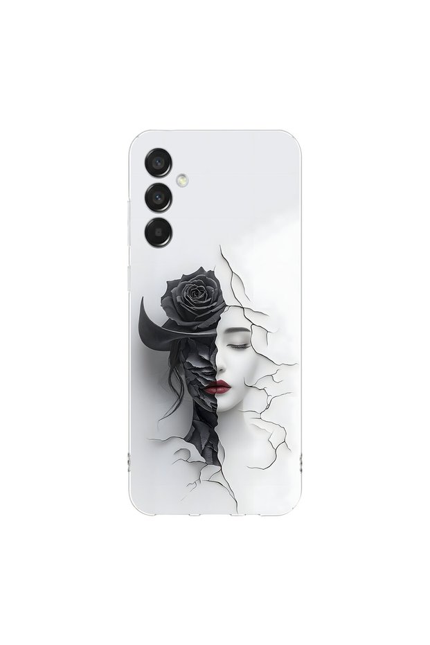 Samsung Galaxy M15 Compatible Aesthetic Face 4 Design Transparent Case