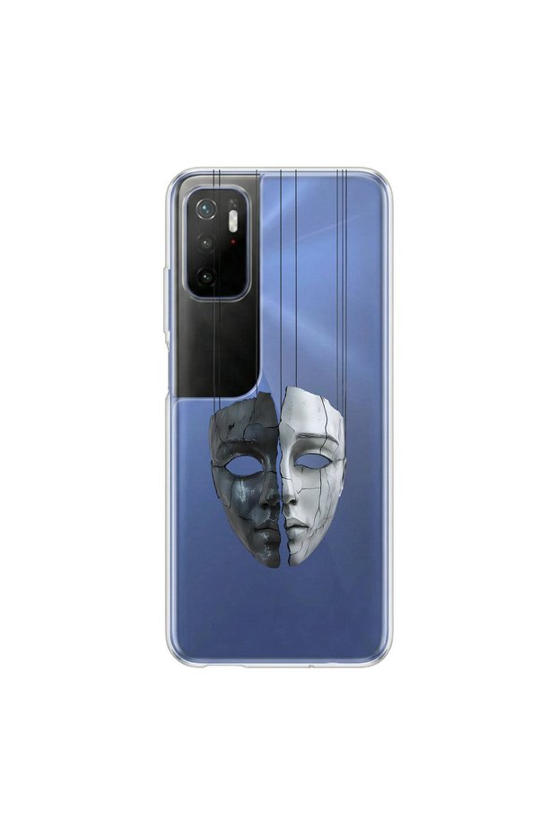 Poco M3 Pro Compatible Aesthetic Face 7 Design Transparent Case
