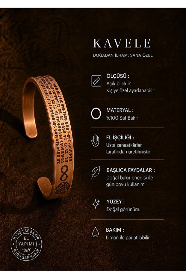 Pure Raw Motif Copper Bracelet-In Gift Box